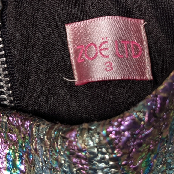 ZOE Ltd Toddler Size 3 Iridescent Silver & Black Fancy Modern Party Dress - Picture 4 of 4